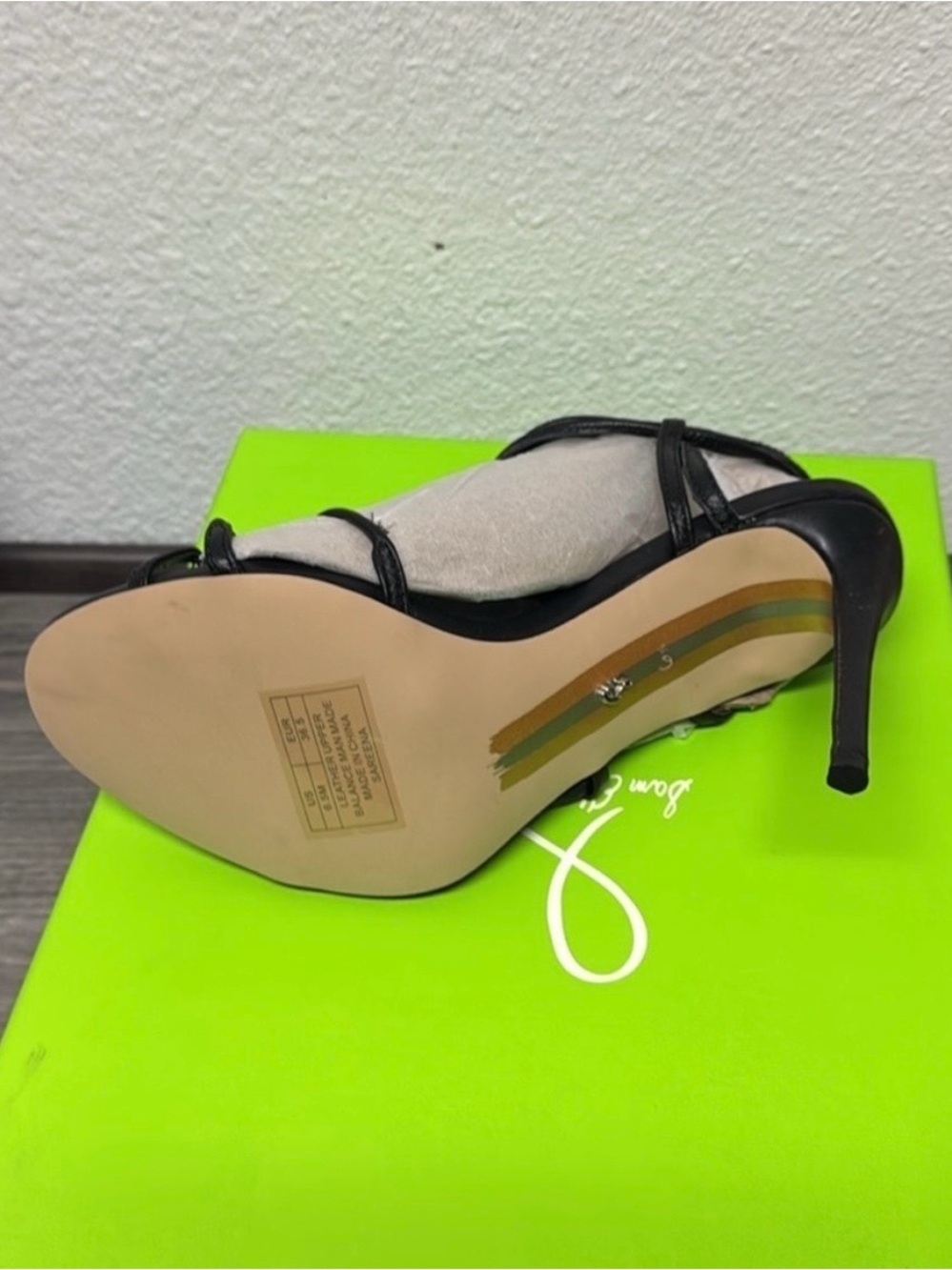Sam Edelman Sareena Black Stiletto Heel Open Toe Ankle Strap Heeled Sandals - Picture 3 of 4